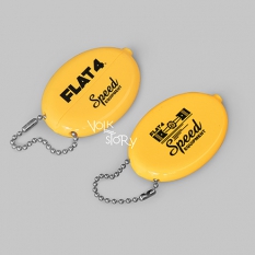 FLAT4 SPEED EQUIPEMENT KEY CHAIN RUBBER OVAL COIN CASE YELLOW | EACH