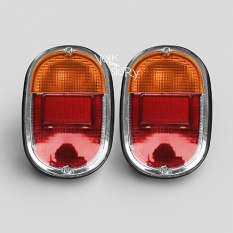 REAR TAIL LIGHT FULL COMPLETE ASSEMBLY RED AMBER WITH SEALS PAIR SPLIT WINDOW BUS - 1962 -  1967 |  LATE BAY WINDOW BUS 1968 - 1972